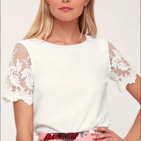 Lulus Tops - Lulus Lisa Marie White Embroidered Top